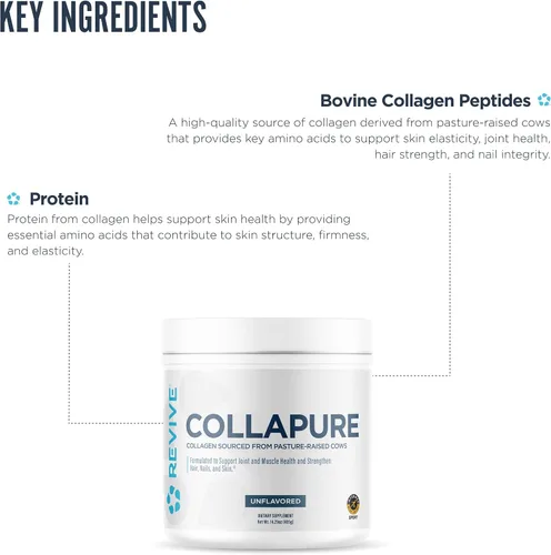 Miniatura 5 de Revive MD CollaPURE - Péptidos de colágeno en polvo para mujeres y hombres, sin sabor, suplementos de colágeno alimentados con pasto tipo I y tipo