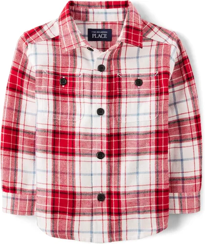 Miniatura 9 de The Children's Place - Camisa de franela a cuadros con mangas largas y botones para bebés y niños pequeños