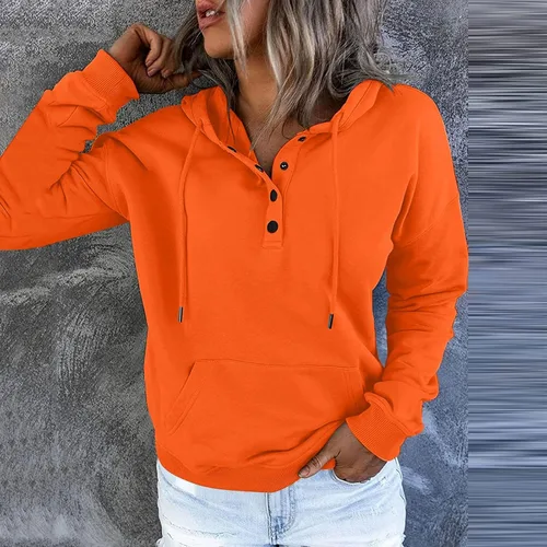 Miniatura 3 de Womens Sweatshirt Fall 2023 Casual Snap Button Drawstring Hoodies Fleece Pullover Long Sleeve Tops Lightweight Pocket