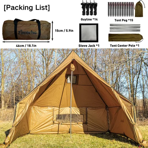 Miniatura 7 de FIREHIKING Camping Hot Tent with Stove Jack Yurt Tent Outdoor Wall Tent Teepee Tent with Snow Skirt