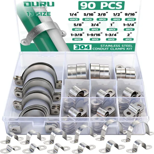 Miniatura 8 de OURU 30 abrazaderas de conducto de 1 pulgada de acero inoxidable 304, abrazadera de tubo de metal rígido en U, correa de tubo de 2 agujeros