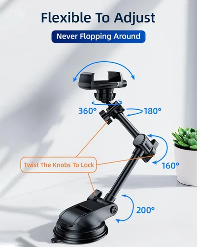 Miniatura 2 de Soporte para teléfono de automóvil para parabrisas y ventana, grabación de video, filmación de vlogging, multiángulo ajustable y giratorio y sin