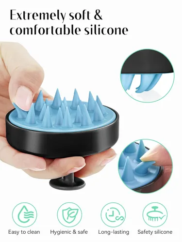 Miniatura 3 de HEETA Masajeador de cuero cabelludo para el crecimiento del cabello, cepillo de champú de silicona suave para el cuero cabelludo y exfoliación