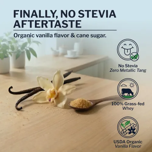 Miniatura 5 de Opportuniteas Proteína de suero aislada en polvo de vacas alimentadas a pasto con sabor a vainilla - 22g de proteína en polvo sin edulcorantes