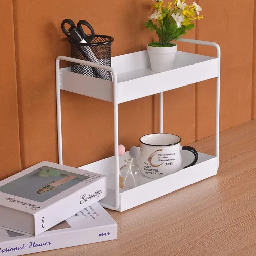Miniatura 3 de Organizador de encimera de baño de 2 niveles, soporte para cosméticos, organizador de cosméticos, estante de almacenamiento de gabinete de cocina
