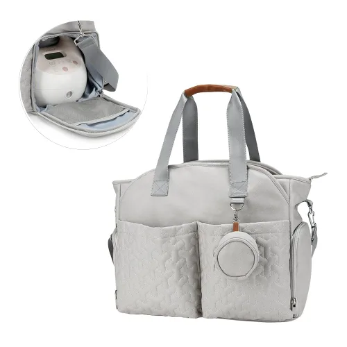 Miniatura 10 de Bolsa para extractor de leche – Bolsa de pañales para bebé con funda para laptop y bolsillo de aislamiento, se adapta a la mayoría de extractores