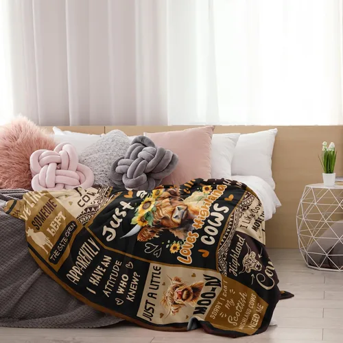 Miniatura 5 de Manta de Vaca Highland, Regalos de Vaca Highland para Mujeres, Regalos de Vaca para Mujeres para Cumpleaños/Navidad Manta Suave de Tiro 40"x50