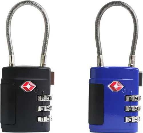 Miniatura 9 de Cerraduras TSA para equipaje, combinación de candado pequeño, cerraduras de equipaje aprobadas por la TSA, candados combinados con cable