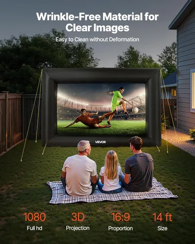 Miniatura 2 de VEVOR Pantalla de proyector inflable de 14 pies, pantalla de cine inflable para exteriores con soplador de aire de 120 W, pantalla de proyección