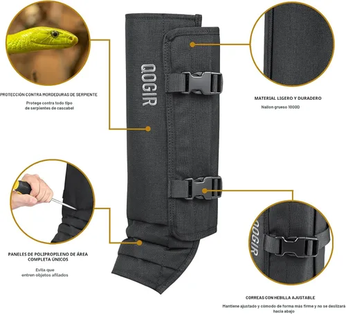Miniatura 2 de QOGIR Polainas de serpiente para cazar: protectores de serpiente duraderos, polainas de polaina de serpiente para hombres y mujeres, protección Negro