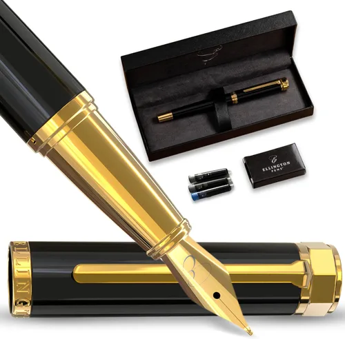 Miniatura 13 de Ellington Pens Juego de pluma estilográfica de lujo, punta fina y suave, incluye 3 cartuchos de tinta, convertidor de tinta recargable, caja de El