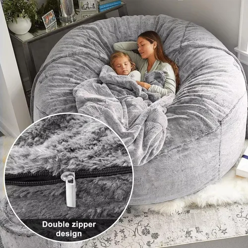 Miniatura 3 de Puf para adultos y niños sin relleno, sofá perezoso suave y redondo, funda de sofá de puf clásico, saco de amor para dormitorio, silla de lectura