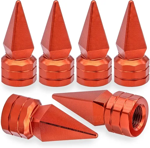 Miniatura 32 de 4 piezas de tapas de válvula de rueda con forma de punta, válvula de rueda de aleación de aluminio con punta, tapas de aire universales a prueba