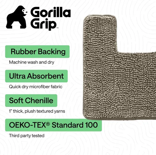 Miniatura 48 de Gorilla Grip - Tapete de baño de felpilla gruesa, suave y absorbente, secado rápido, de microfibra, con reverso de caucho, para piso de ducha, Nube