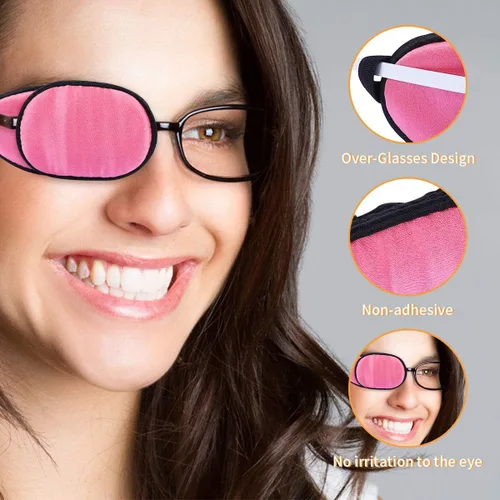Miniatura 2 de eZAKKA Parches para ojos para adultos, parche para anteojos, parche médico de seda para parches de ojo vago para mujeres con ambliopía, estrabismo