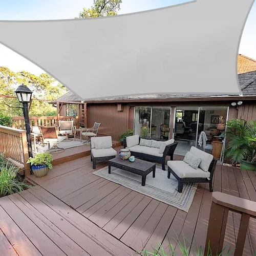 Miniatura 7 de E&K Sunrise 12 x 12 pies Toldo tipo vela impermeable para exteriores, rectangular, con protección UV, para pérgola, patio, jardín, terraza