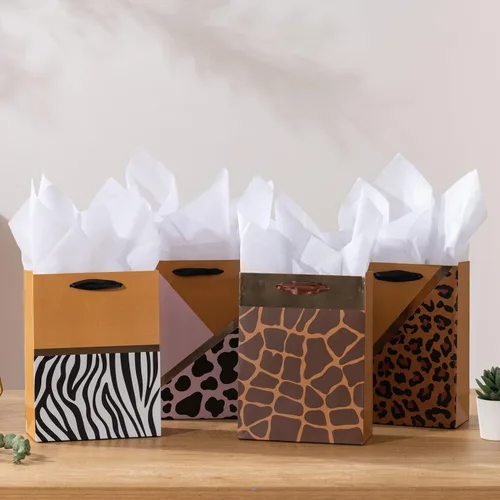 Miniatura 7 de OfficeCastle Paquete de 4 bolsas de regalo doradas con papel de seda, 7x3x9 pulgadas, perfectas para cumpleaños, baby showers, Día del Padre