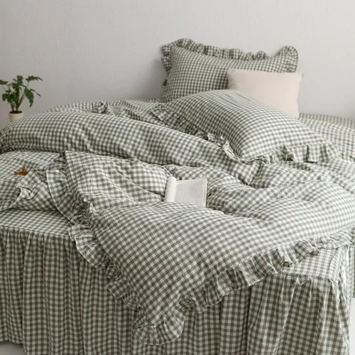 Miniatura 13 de MKXI Juego de ropa de cama con diseño de corbata de moño linda y rayas de flores rosas, tamaño individual, de algodón - Funda de edredón