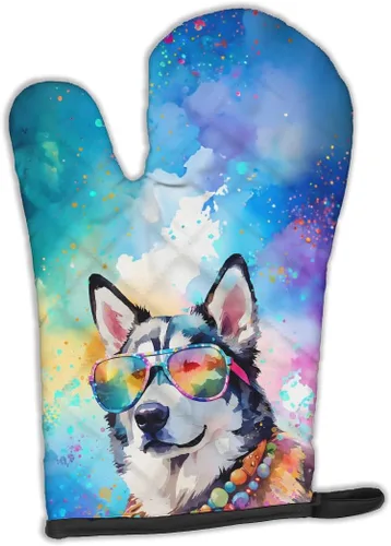 Caroline's Treasures DAC2563OVMT - Manopla de horno Siberian Husky Hippie Dawg - Manopla de horno gruesa resistente al calor para sartenes calientes