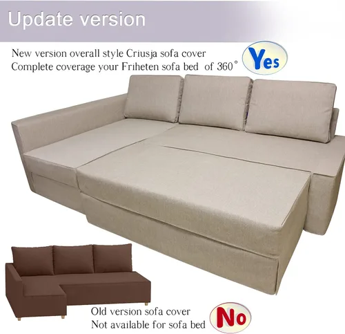 Miniatura 3 de IKEA Friheten - Funda de sofá cama para sofá cama pequeño, fundas de sofá para sala de estar con cojín y fundas de almohada (S-12, diván derecho)
