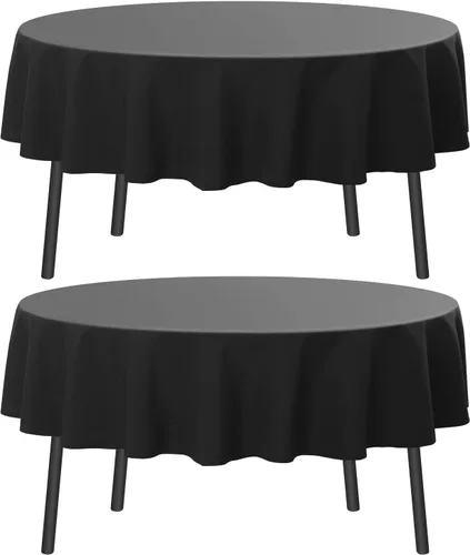 Miniatura 42 de Romanstile Mantel rectangular de poliéster, paquete de 2 manteles rectangulares de 60 x 84 pulgadas, resistentes a las manchas y a las arrugas, Negro