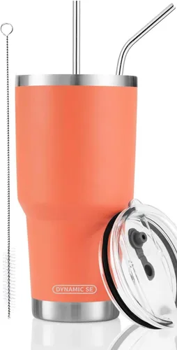 Miniatura 8 de D·S Vaso de 30 onzas con purpurina verde de Navidad con gradiente de acero inoxidable de doble pared aislada al vacío con popote y tapa, cepillo