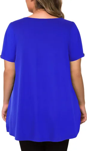 Miniatura 2 de MANER - Blusa de manga corta para mujer, estilo informal, corte suelto, talla L a 4XL