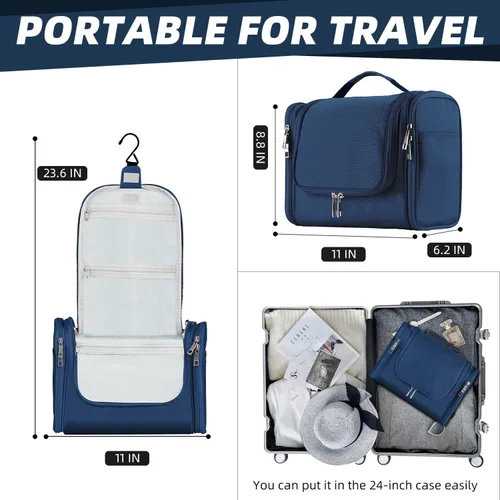 Miniatura 2 de Bolso de aseo personal para colgar, de gran capacidad para hombres y mujeres, portátil, impermeable, bolsa de ducha de baño, ligera, bolsa de Azul