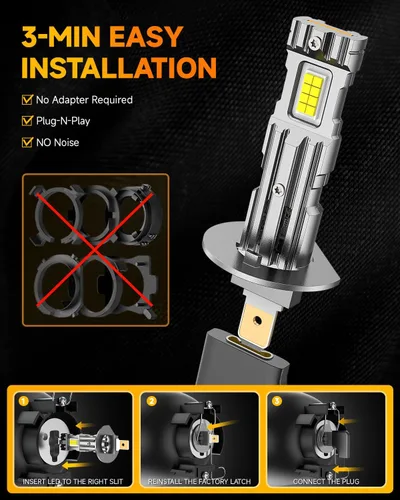 Miniatura 6 de FAHREN Bombilla de neumático H1 mejorada, bombillas para neumáticos H1 de tamaño mini 1:1, Plug and Play, no requiere adaptador, sin polaridad