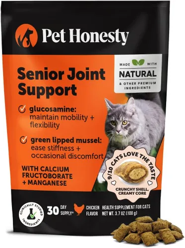 Masticables para la cadera y la salud de las articulaciones del gato crujientes y cremosos - Glucosamina, condroitina y omega-3 - Apoya la