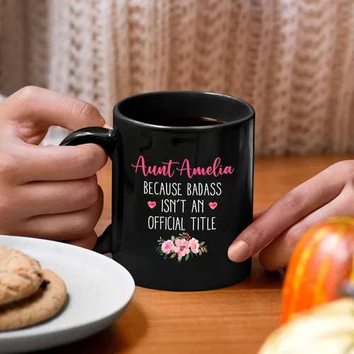 Miniatura 2 de Taza de cerámica personalizada con nombre para tía, regalo para tía, taza de café personalizada con título oficial para tía, regalo de sobrina