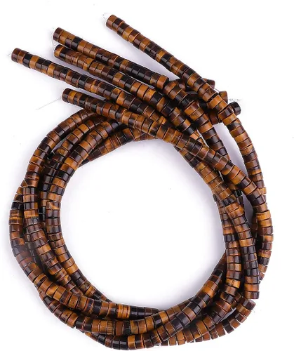 Miniatura 4 de BEADIA Cuentas espaciadoras naturales de ojo de tigre amarillo en forma de tapa, cuentas sueltas semipreciosas para hacer joyas de 6mmx3mm 38cm