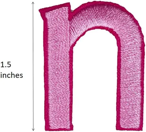 Miniatura 3 de Parches bordados con letras cursivas rosadas para planchar, apliques para ropa, sombrero de vestir, sombrero, jeans, letra del alfabeto (Aa-Zz), Nn