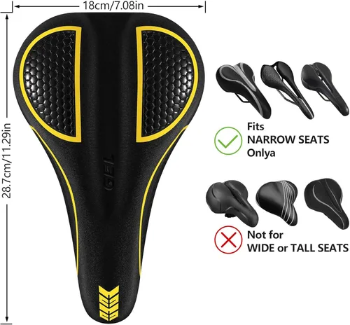 Miniatura 2 de Cojín de asiento de bicicleta acolchado de gel extra suave y cómodo para hombres y mujeres, cómodo, con pelotón estacionario, ejercicio, bicicletas