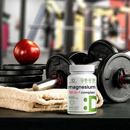 Miniatura 6 de Complejo de magnesio de 500 mg, 480 cápsulas vegetarianas, paquete de 2, glicinato, citrato, malato, óxido y más 100% quelado para una fácil