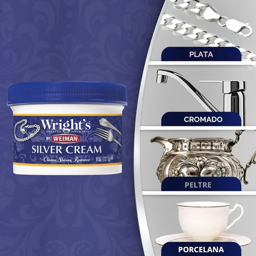 Miniatura 2 de Limpiador y abrillantador para plata y cobre de Wright's - 8 onzas cada uno - Abrillantador de metal premium para plata, cobre, latón, cromo y más