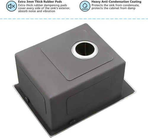 Miniatura 6 de Fregadero de barra de 15 pulgadas In-VASOYO de 15 x 20 pulgadas, fregadero de cocina pequeño de barra húmeda, fregaderos de autocaravana de acero