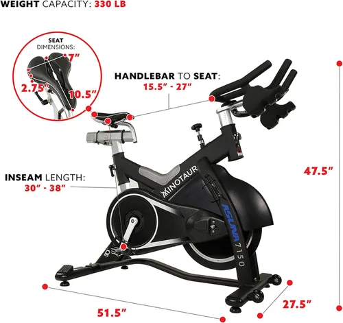 Miniatura 6 de Sunny Health & Fitness Stationary Exercise Bike Machine w/ Adjustable Cushion Seat & Multi-Grip Handlebar, Indoor Cycling Equipment for Home Cardio
