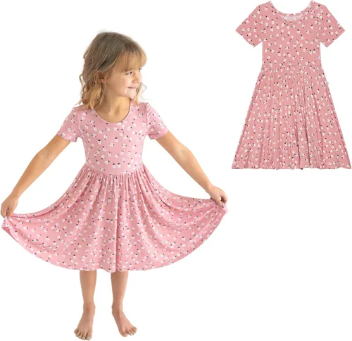 Posh Peanut - Vestidos para niñas – Vestido suave para niña hecho con viscosa de bambú – Vestidos de otoño, primavera y verano para niñas
