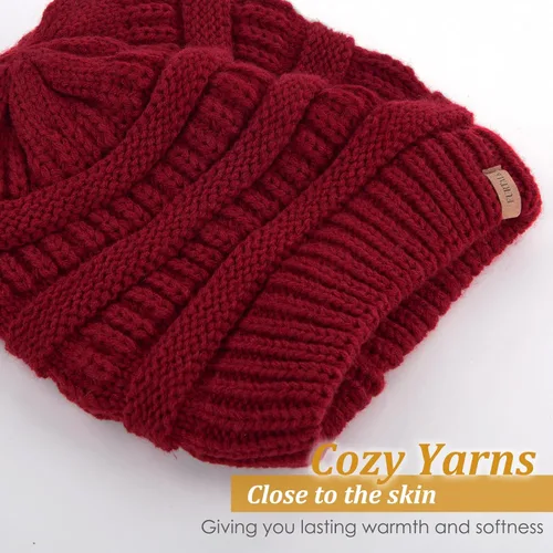 Miniatura 28 de FURTALK Gorros de invierno para mujer, con forro polar, gorro de punto holgado y cálido, gorro de esquí