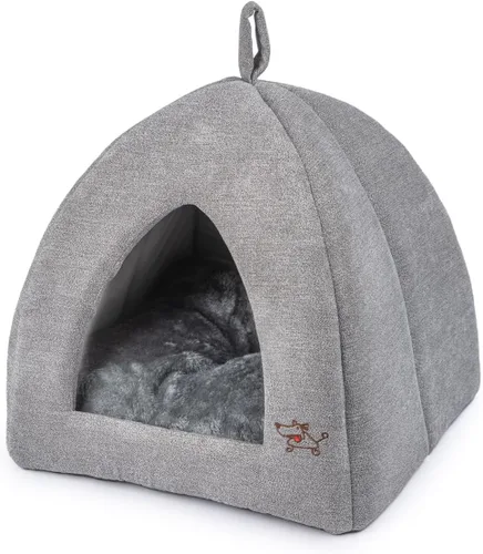 Miniatura 14 de Best Pet Supplies Casa para Perros Cama Alfombra de Jaula Carpa Interior Redonda Suave de Felpa para Razas Pequeñas, Medianas y Grandes - Beige
