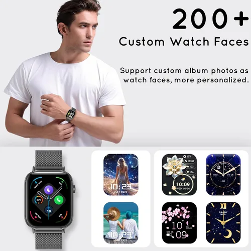 Miniatura 7 de Reloj inteligente para hombres y mujeres (respuesta/hacer llamadas) 1.83 pulgadas HD 3 bandas reloj inteligente compatible con teléfonos Android