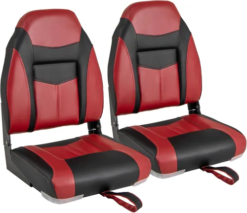 Miniatura 16 de Goplus Asientos para barco con respaldo bajo/alto, asiento plegable para barco con tornillos de acero inoxidable y bisagras de aluminio, acolchado