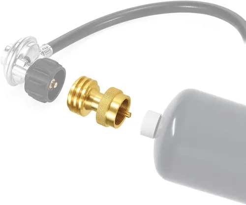 Miniatura 2 de Joywayus Adaptador ahorrador de latón macizo, convertidor de adaptador de propano redondo de 1 libra, botella pequeña universal para parrilla de gas