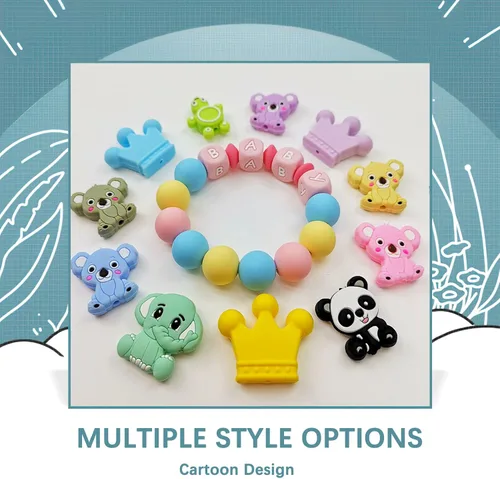 Miniatura 2 de 10 cuentas de silicona de animales lindos para fabricación de joyas a pulseras, cadenas de joyería, bolígrafo, accesorios de cuentas (A5)