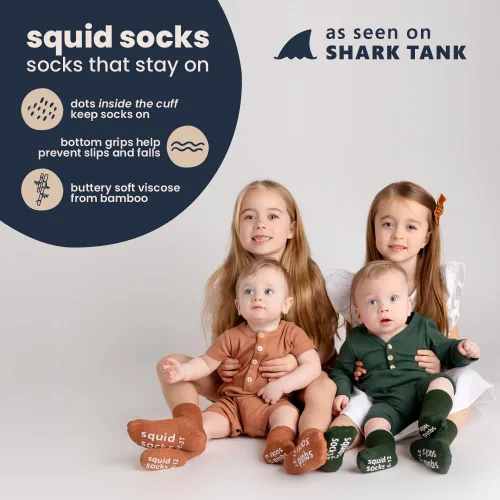 Miniatura 104 de squid socks Calcetines de viscosa de bambú 0-6M, 6-12M, 12-24M y 2T-3T Calcetines que se mantienen puestos