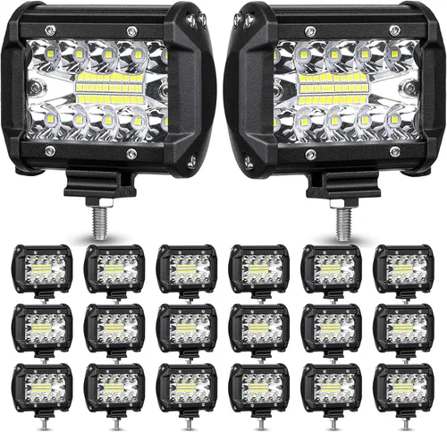 Vainas LED: 20 unidades de 60 W, luces de punto LED de 12000 lm, luz cúbica de triple fila, luces de inundación para conducción todoterreno, para