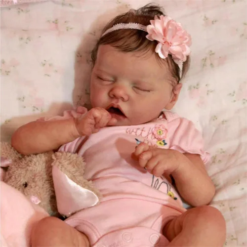 Miniatura 3 de Lindas muñecas de bebé Reborn de cuerpo completo de silicona de 18 pulgadas durmiendo recién nacido, niña realista de silicona de la vida real