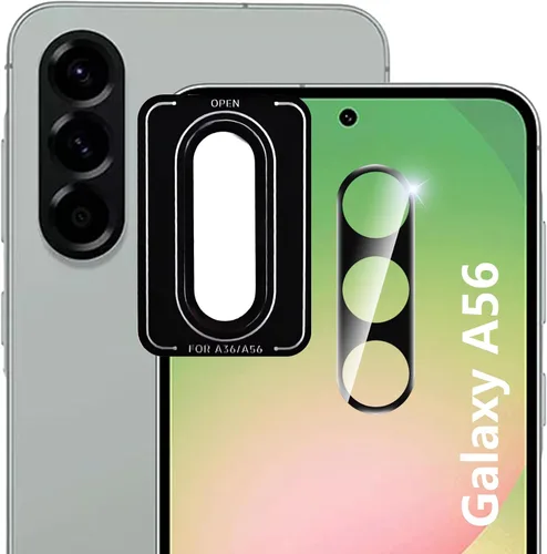 Protector de lente de cámara para Samsung Galaxy A56, [antiarañazos] [fácil de instalar], alta definición, anti huellas dactilares, película de
