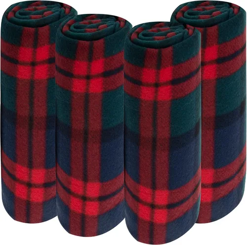 Miniatura 4 de Trail maker Paquete de 24 mantas a granel de 50 x 60 de tejido polar Sherpa con diseño a cuadros para invitados de boda, personas sin hogar, Cuadros